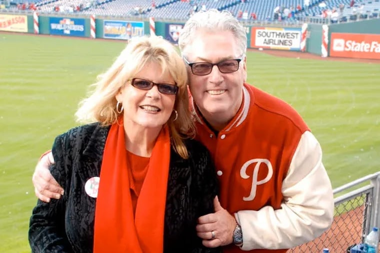 WIP host Big Daddy Graham and his wife Debbie at Citizens Bank Park celebrating the Phillies 2008 World Series championship.