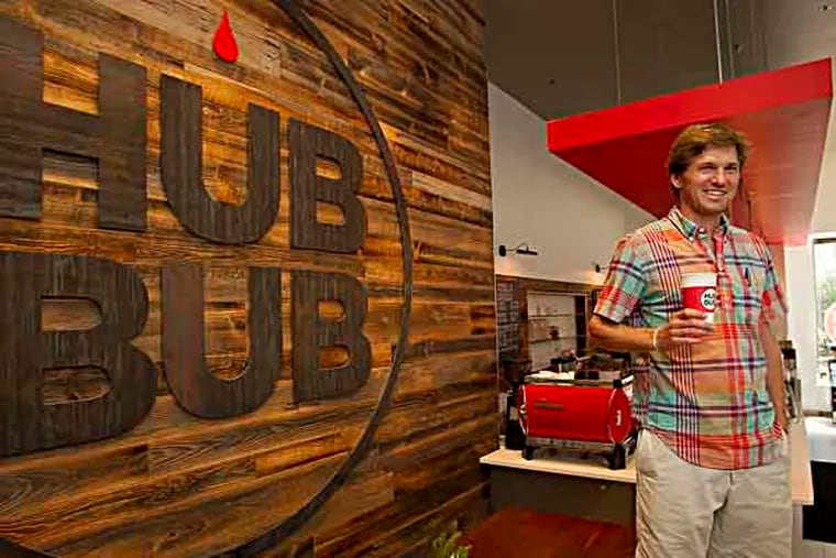 Drew Crockett, owner of HubBub Coffee located at 1717 Arch St. in Philadelphia. Photograph from Monday, July 15, 2013. ( ALEJANDRO A. ALVAREZ / STAFF PHOTOGRAPHER )