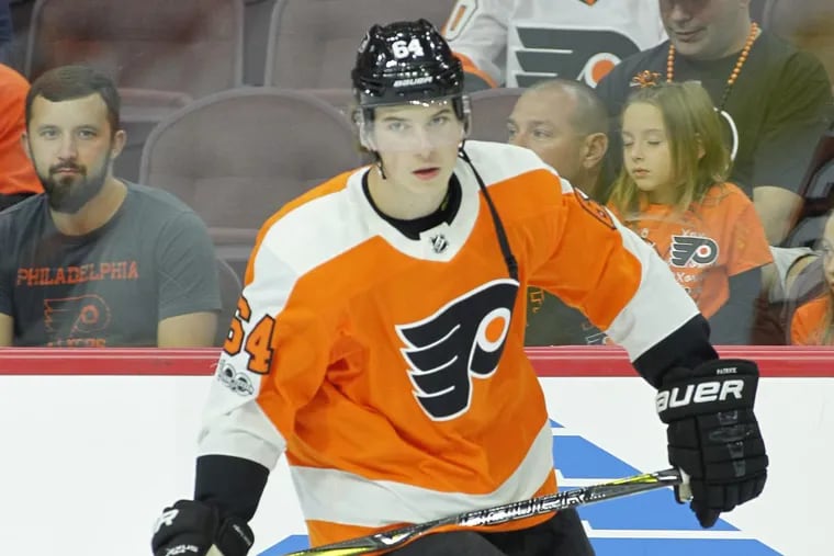 The Flyers' Nolan Patrick before a preseason game against the Rangers.