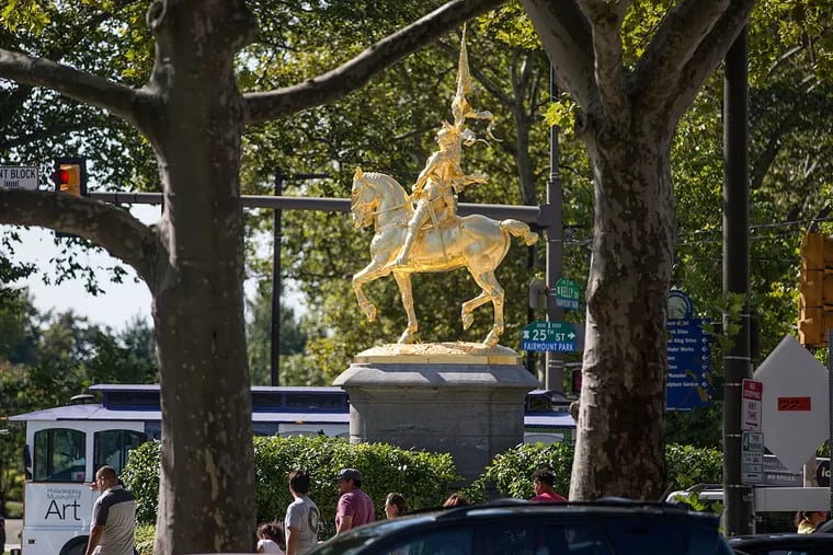 Joan of Arc on Kelly Drive north of the Museum of Art is of the rare depictions of real women in the city’s public art.