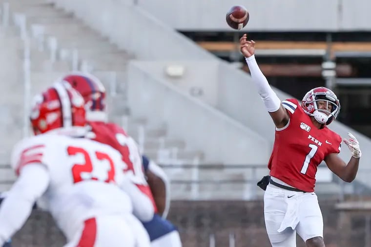 Penn quarterback Ryan Glover's touchdown pass to wide receiver Kolton Huber last weekend against Cornell was his first of the season.