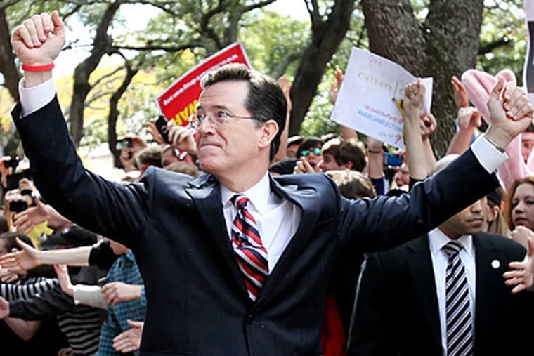 Stephen Colbert at the &quot;Rock Me Like a Herman Cain South Cain-olina Primary Rally.&quot; (Grace Beahm / Charleston Post and Courier)