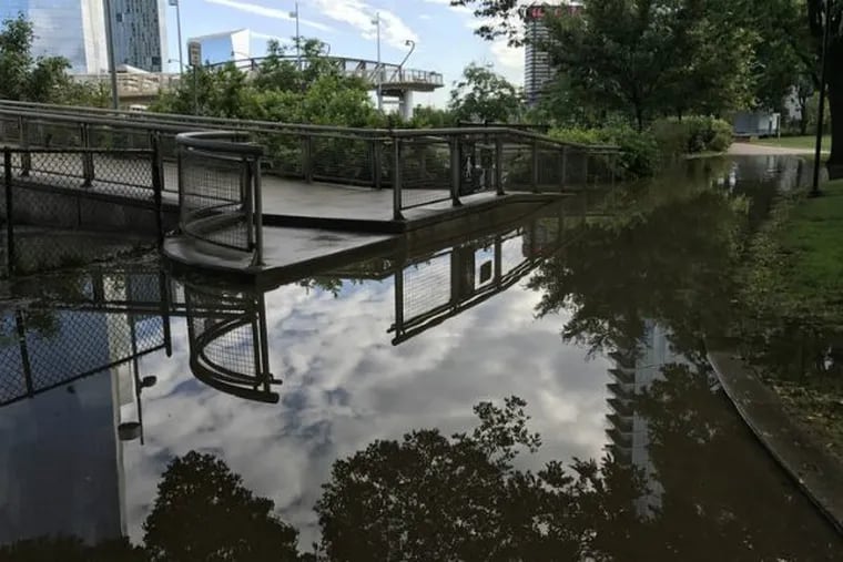Flooding occurred in Philadelphia’s Schuylkill River Park, near 25th and Spruce Streets in Center City, after heavy rains fell early Saturday morning, June 24, 2017.