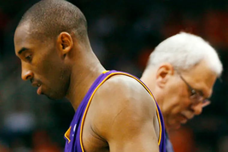 The Lakers&#0039; Kobe Bryant and head coach Phil Jackson could be headed in different directions, as they were after a time-out in the closing moments of a playoff game last month in Phoenix.
