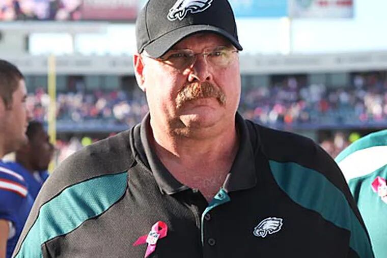 Andy Reid and the Eagles dropped their fourth consecutive game on Sunday, a 31-24 loss to the Bills. (Steven M. Falk/Staff Photographer)