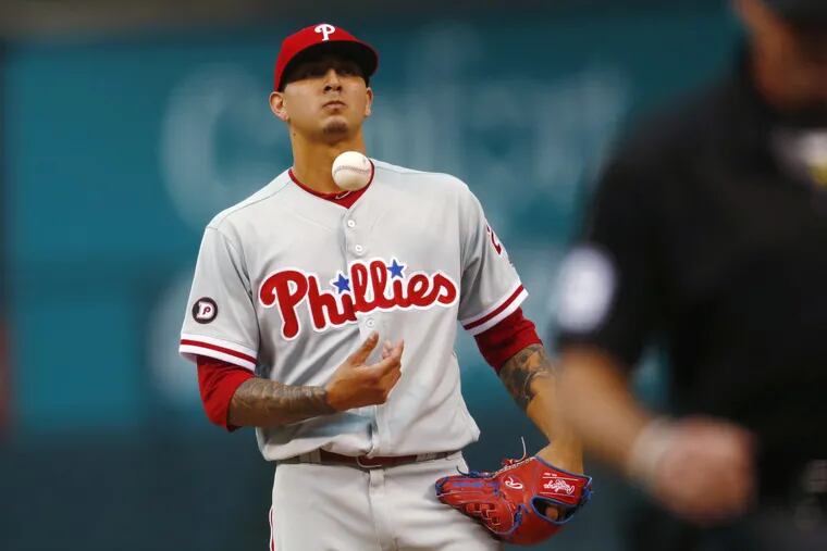 Phillies starting pitcher Vince Velasquez only made it through five innings against the Rockies on Friday at Coors Field.