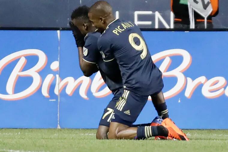 When David Accam opened the scoring in the Union's 3-0 win over the Columbus Crew at Talen Energy Stadium, he sunk to his knees on the grass at Talen Energy Stadium in an expression of pure joy.