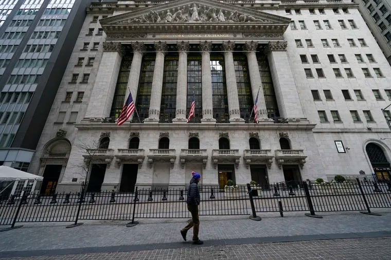 The New York Stock Exchange Thursday, Feb. 24, 2022.  Russian President Vladimir Putin launched military action in Ukraine, prompting Washington and Europe to vow sanctions on Moscow roiled the global economy. (AP Photo/Seth Wenig)