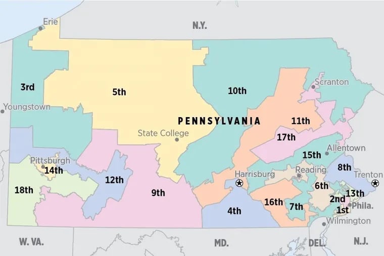 This is the congressional map adopted in 2011. The Pennsylvania Supreme Court is set to release a new map Monday — do not expect it to look like this one, which it ruled an unconstitutional partisan gerrymander.