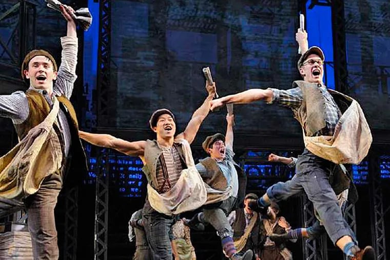 The musical &quot;Newsies&quot; fills the stage with pose-driven choral numbers, tumbling, back flips, pirouettes, flexed biceps, an uplifted chin. You'll be exhausted, too.