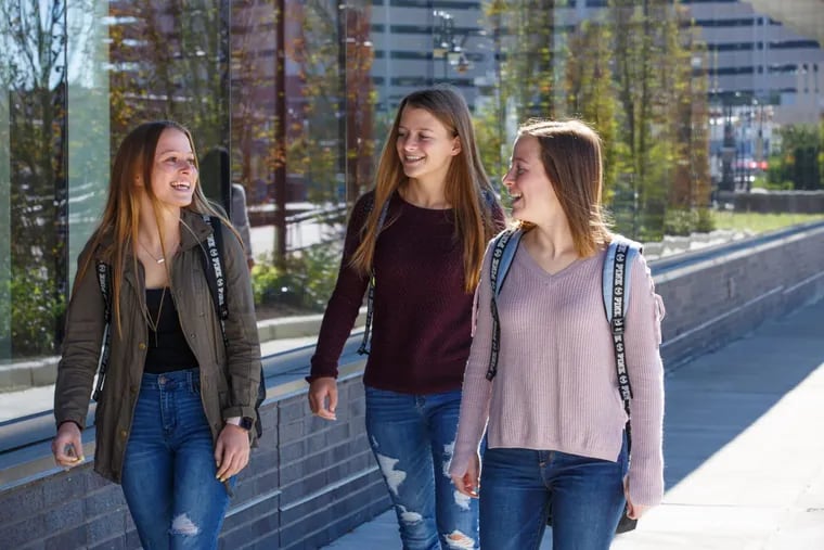 (Left to Right) Three of four Quadruplets, Kelly, Rachel, and Casey Murphy are freshmen pursuing bachelor’s degrees in nursing together at the Rutgers School of Nursing, Camden, Monday, Oct. 2, 2017.