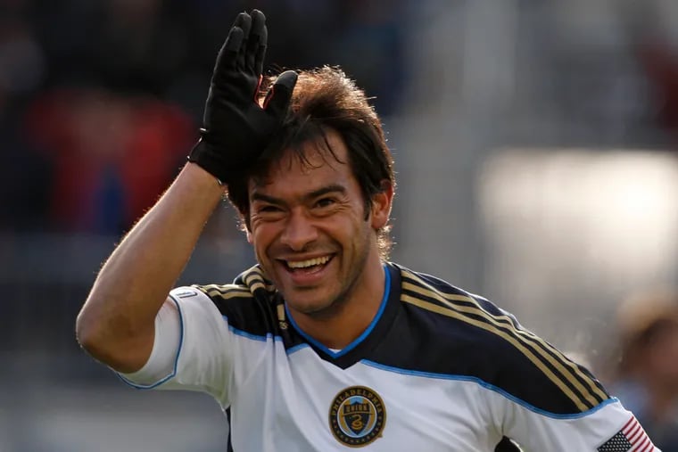 Carlos Ruiz celebrates one of the six goals he scored in 14 games for the Union in 2011.