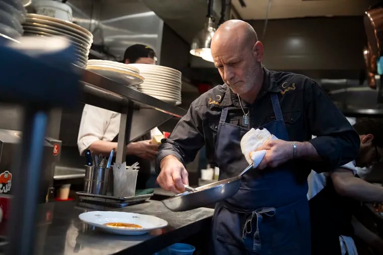 Marc Vetri works in the kitchen at Vetri Cucina in Philadelphia, Pa. on Tuesday, March 19, 2024.