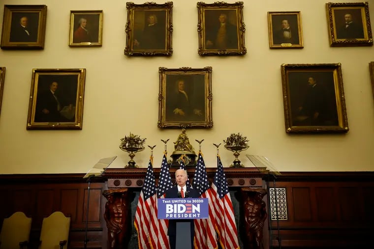 Democratic presidential candidate Joe Biden speaks in Philadelphia on June 2, 2020.