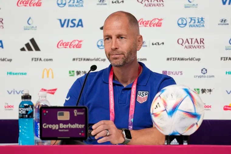 Head coach Gregg Berhalter of the United States attends a press conference on the eve of the round of 16 World Cup soccer match between the Netherlands and the United States at Kalifa International Stadium, in Doha, Qatar, Friday, Dec. 2, 2022. (AP Photo/Ashley Landis)