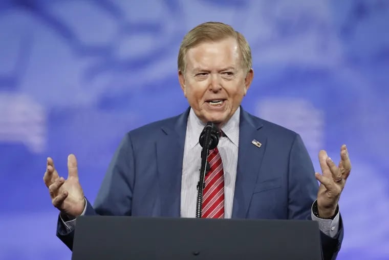 Lou Dobbs, with Fox News, speaks at the Conservative Political Action Conference (CPAC), Friday, Feb. 24, 2017, in Oxon Hill, Md.