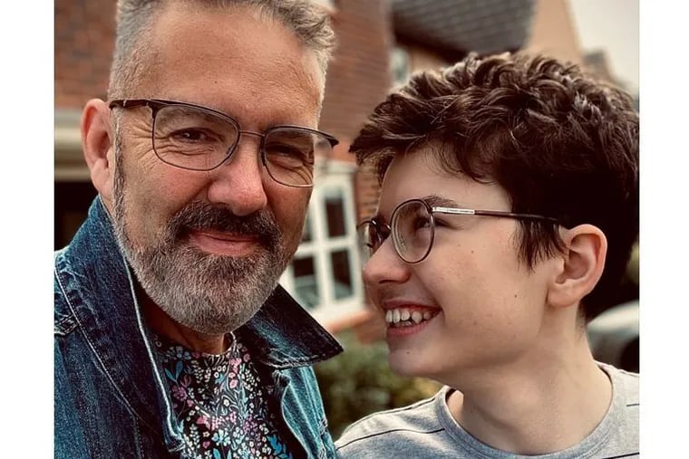 Kev Harrison with his son, Daniel Harrison, 15, who is autistic. On Daniel's birthday, his father asked on Twitter for people to send Daniel birthday wishes. Thousands of strangers, including many celebrities, responded.