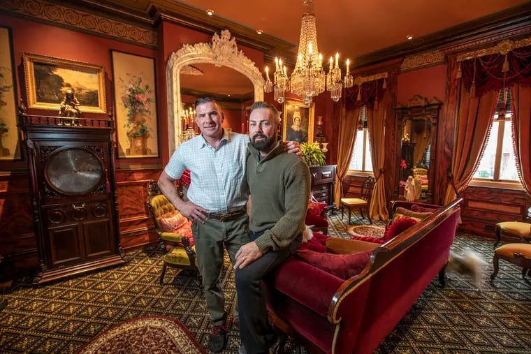 Curt Chinnici (left) and Troy Bianchi-Chinnici have renovated and redecorated a Victorian rowhouse in the Fishtown section of Philadelphia.