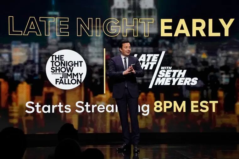 Jimmy Fallon, Host, NBC's The Tonight Show Starring Jimmy Fallon speaking during the launch of Comcast's streaming service at 30 Rockefeller Center in New York on January 16, 2020.