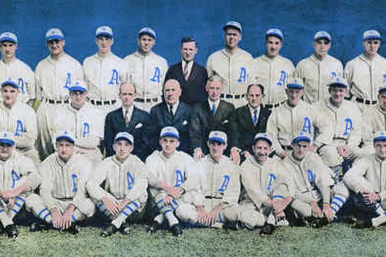 A supplement to The Inquirer contained this photograph of the 1929 Athletics, a team that went 104-48 to finish 18 games ahead of the New York Yankees and their star player, Babe Ruth. They defeated the Chicago Cubs in six games in the World Series, for the high point of Connie Mack's ownership.