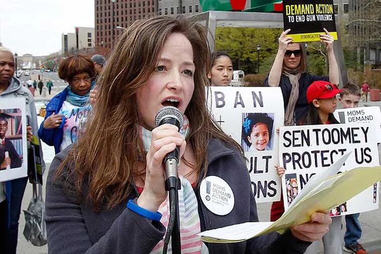 PACTION14 --Philadelphia community leaders will gather to call on Congress to pass "common sense" measures to reduce gun violence like expanded background checks. The event is called "We have Not forgotten and Demand Action."

Nadine Freedman from the Moms Demand Action organization is speaking to the audiences at the Love Park in Center City.
April 13, 2013. ( AKIRA SUWA  /  Staff Photographer )