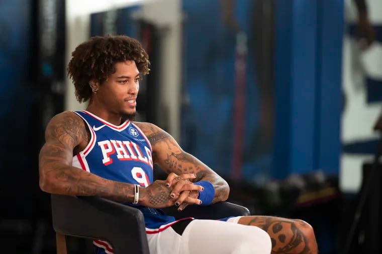 Kelly Oubre Jr. speaks during media day at the 76ers practice facility in Camden in Octob er.