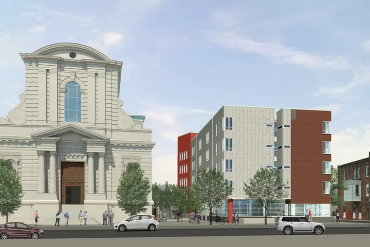 A view of the proposed plans, by Cecil Baker + Partners architects, for the proposed senior housing development next to the National Shrine of St. Rita of Cascia.