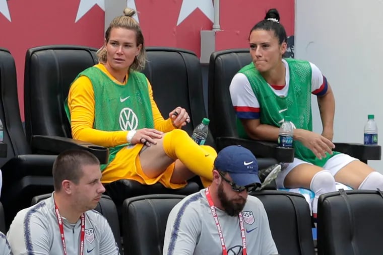 Ali Krieger (right) and Ashlyn Harris (left) are teammates on the U.S. women's national team and the NWSL's Orlando Pride, and are also engaged to each other.