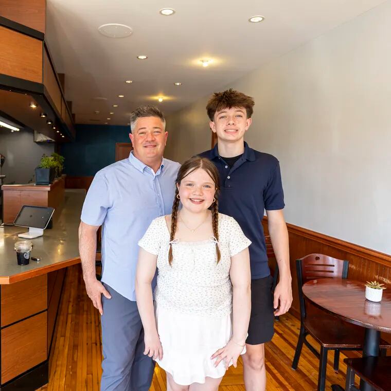 2024: Michael Lynch with kids Molly, 11, and Miles, 16, at the Port Richmond location of Miles Table.