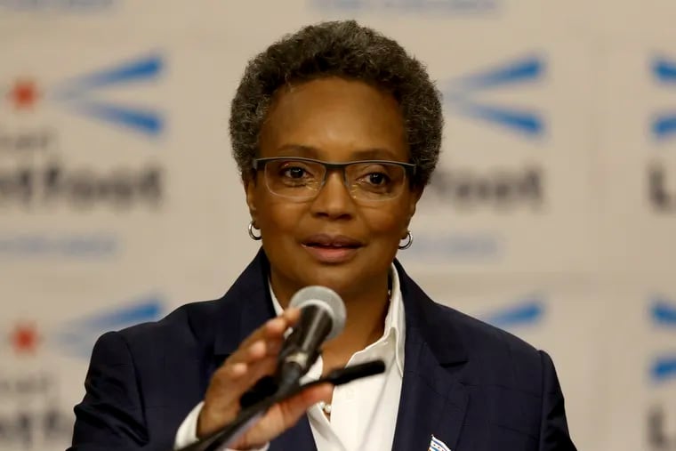 In this May 9, 2018 file photo, former Chicago Police Board President Lori Lightfoot announces her bid for mayor of Chicago at the Hyatt Regency Chicago.