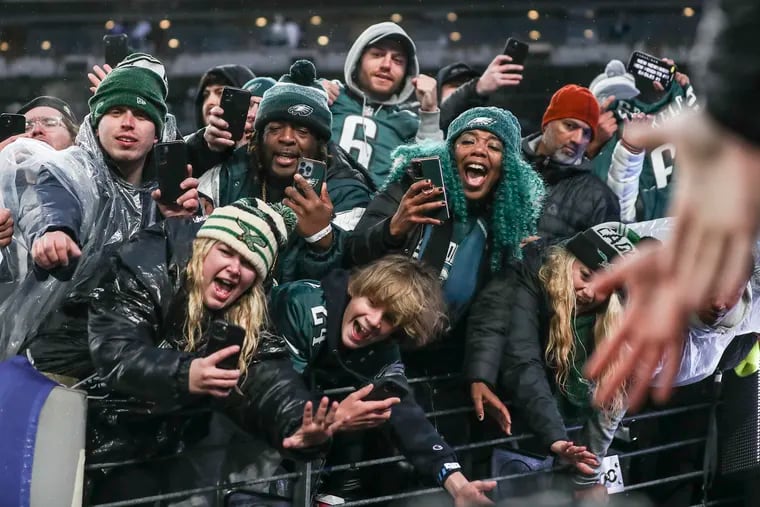 Eagles fans cheer for their team following a win against the New York Giants at MetLife Stadium in East Rutherford, NJ on Sunday, Dec. 11, 2022.