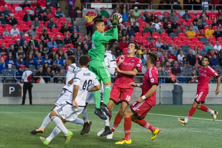 16-year-old goalkeeper Tomas Romero in action with Bethlehem Steel. He is the youngest goalkeeper in USL history to start a game.