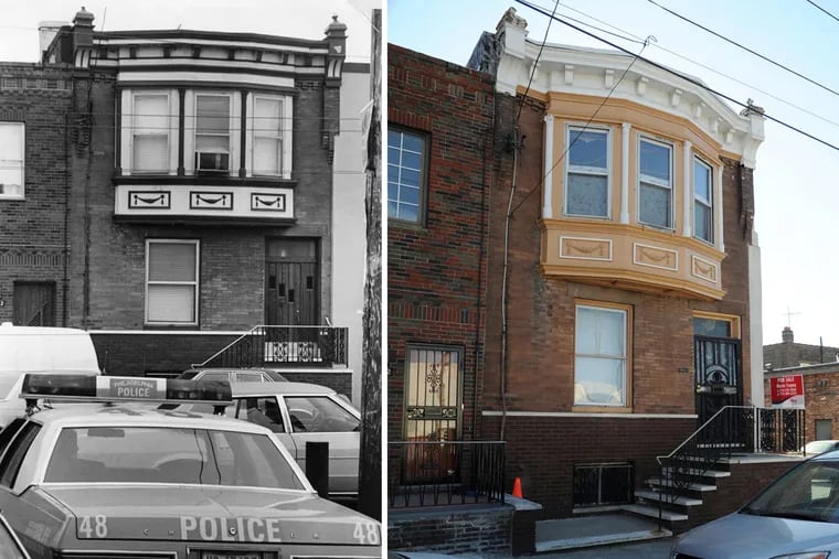 (Left) Police outside Angelo Bruno's Snyder Ave. home in South Philadelphia the day after he was murdered in March 1980. The late mob boss's home has been nominated for a spot on the Philadelphia Register of Historic Places.