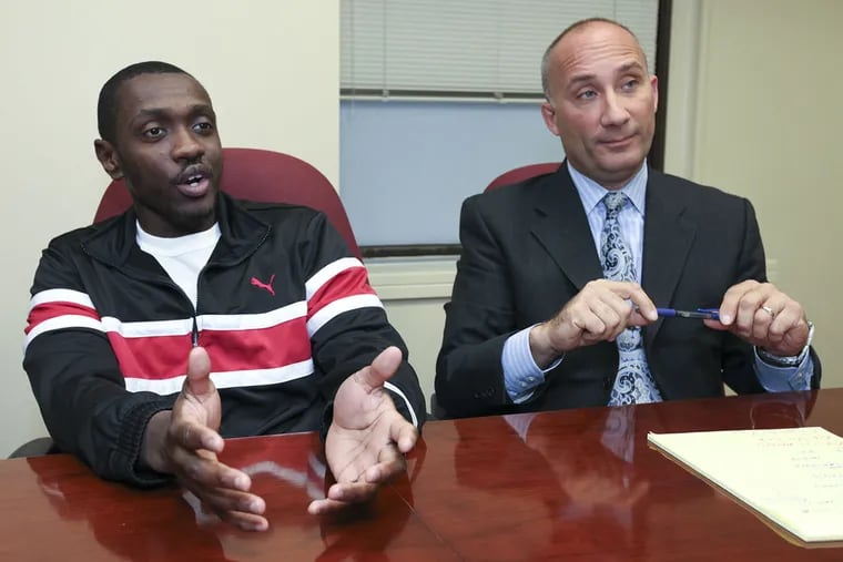 Nafis Pinkney (left), 24, is the latest man to be arrested by two homicide detectives and spend years waiting to be tried only to be found not guilty. At right is Gregory J. Pagano, Pinkney's attorney.