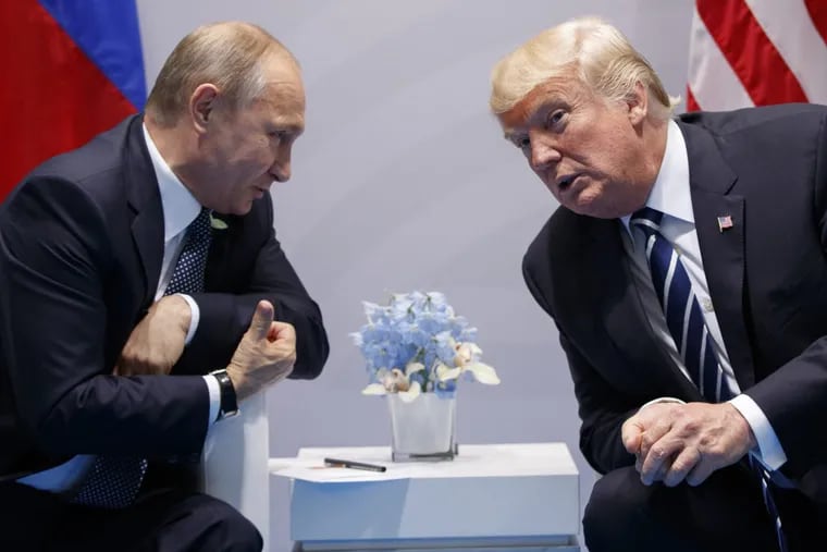 President Donald Trump meets with Russian President Vladimir Putin at the G20 Summit on July 7.