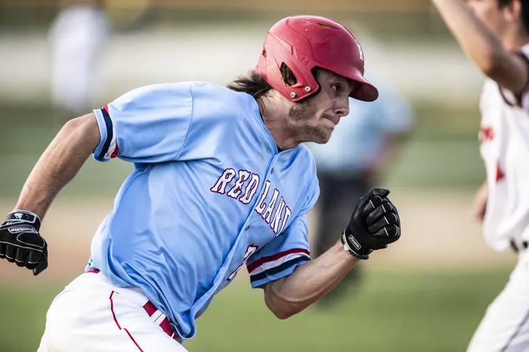 Red Land's Benny Montgomery heads home against Marple Newtown in a PIAA playoff game in June. He is expected to be chosen in the first round of the baseball draft on Sunday.