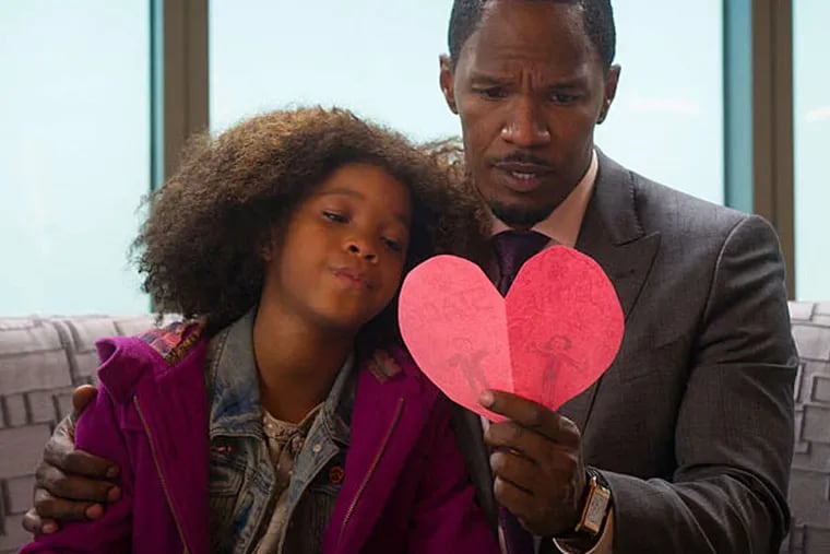 Quvenzhan&#0233; Wallis is Annie and Jamie Foxx plays Will Stacks in the remake of &quot;Annie.&quot; (Columbia Pictures)
