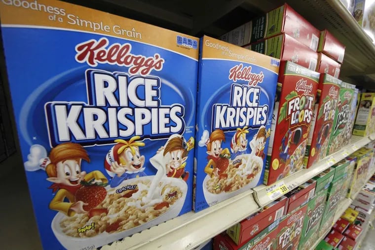 Kellogg’s cereals are on display at a Pittsburgh grocery market.