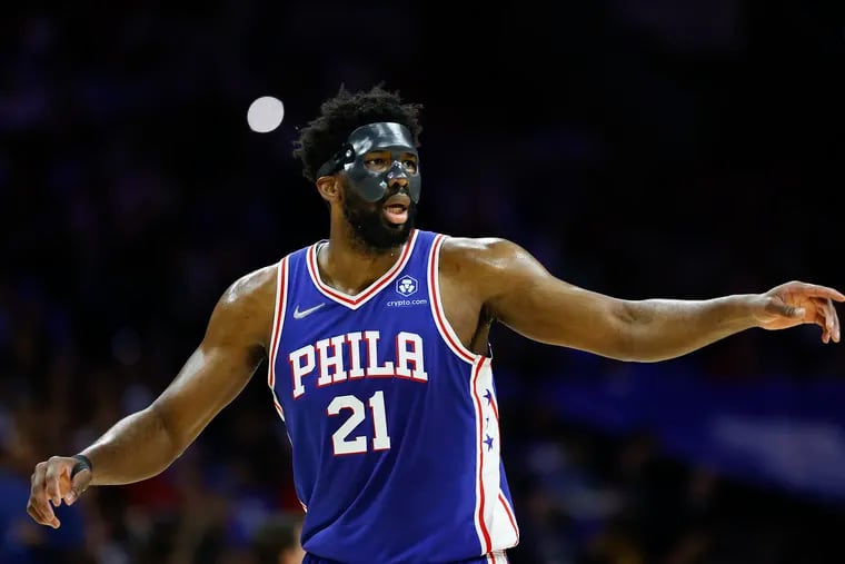 Sixers center Joel Embiid against the Miami Heat during game three of the second-round Eastern Conference playoffs on Friday, May 6, 2022 in Philadelphia.