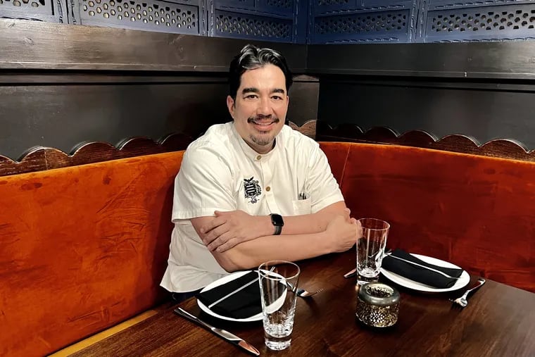 Chef Jose Garces at Amada in Wayne, a branch of the Spanish restaurant he founded, in March 2023.