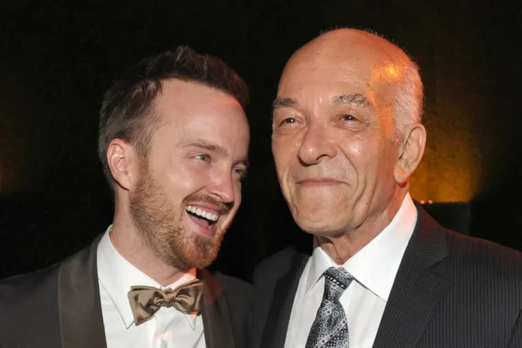 Mark Margolis (right), seen here with fellow "Breaking Bad" actor Aaron Paul following the 2021 Emmy Awards.