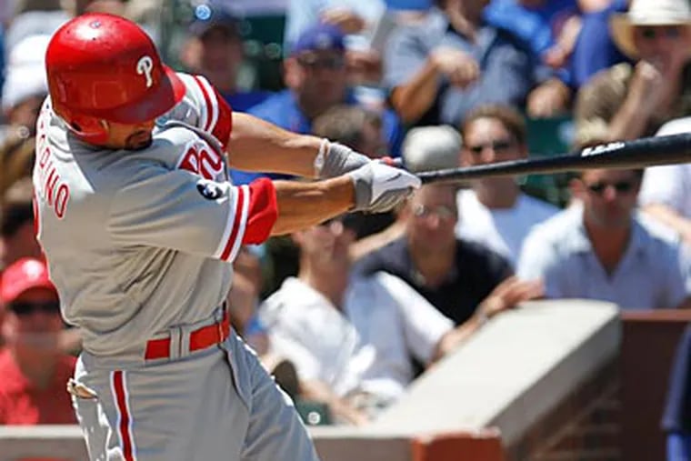 Shane Victorino's home run was one of four hits against the Cubs yesterday. (AP Photo / Nam Y. Huh)