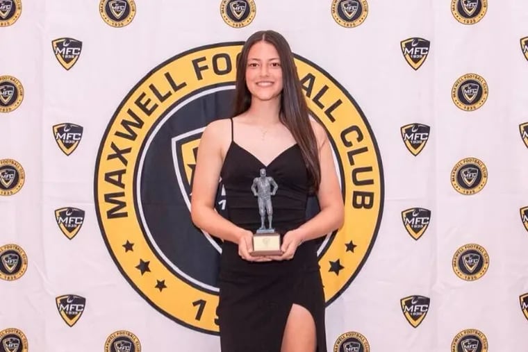 Gwynedd Mercy Academy High School senior Krista Quinn at the Maxwell Football Club’s high school awards banquet on Feb. 4.
