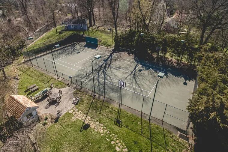 The tennis court at 1131 Green Valley Rd. in Bryn Mawr.