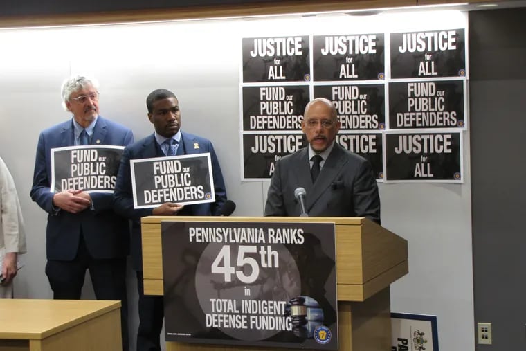 State Senator Vincent Hughes announced a historic $7.5 million in funding for PA's indigent defense system — the first funds the state has ever provided.
