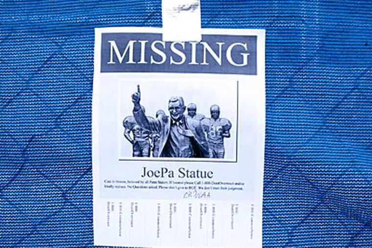 The Joe Paterno statue outside of Beaver Stadium was removed last Sunday. (Ed Hille/Staff Photographer)