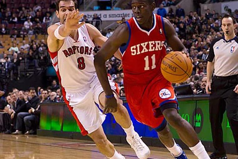 Jrue Holiday scored 16 points in the 76ers' loss to the Raptors in Toronto. (Chris Young/Canadian Press/AP)