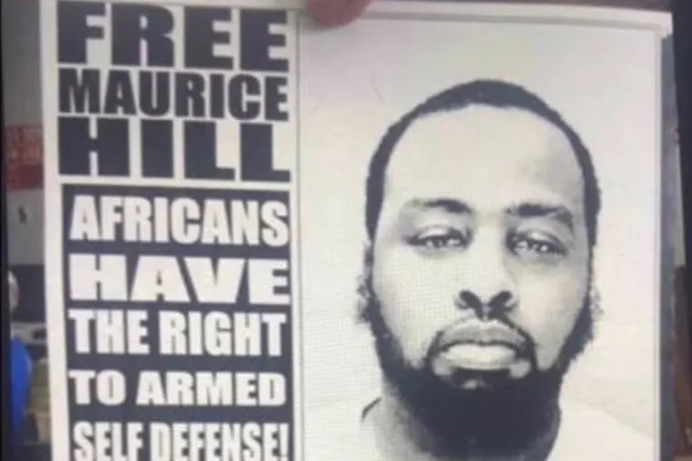 This is a flier being circulated about  a protest scheduled for Friday for suspected cop shooter Maurice Hill.