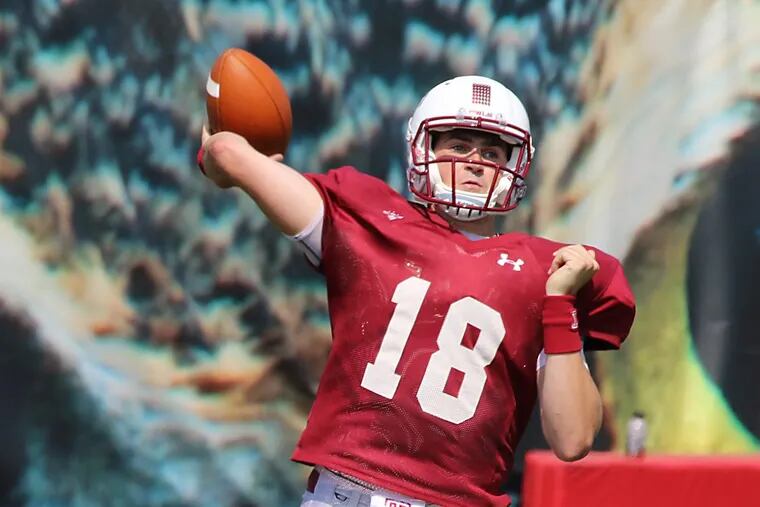QB Frank Nutile throws the football during practice.