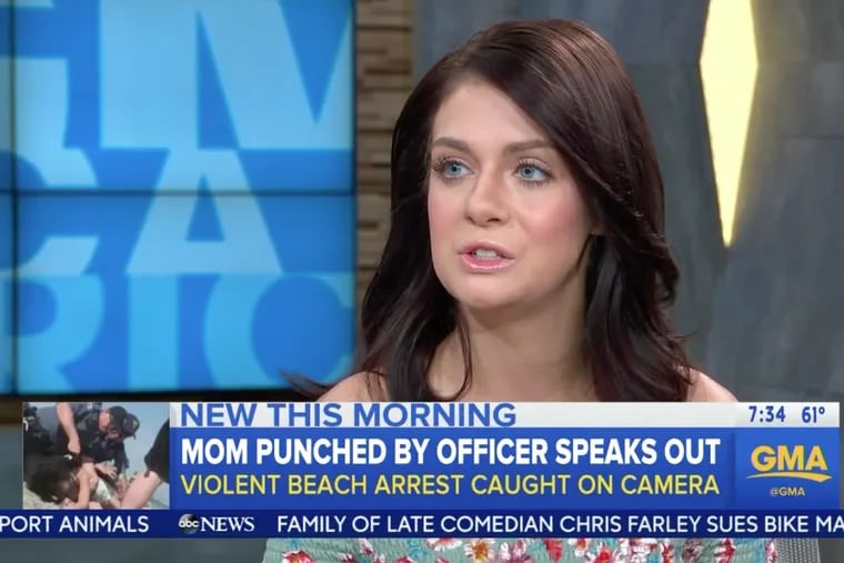 Emily Weinman, the 20-year-old whose arrest in Wildwood over Memorial Day weekend was captured on video and widely shared online, appears on "Good Morning America' Wednesday, June 6. 